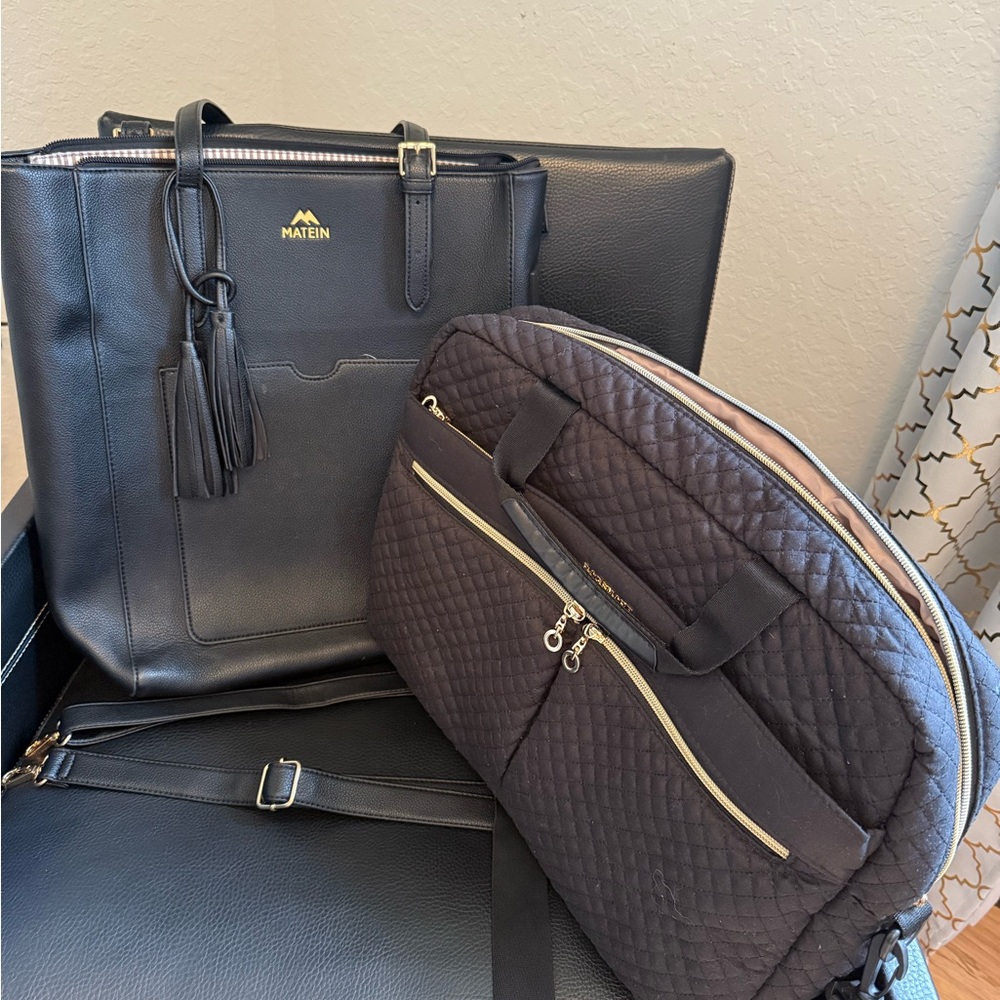 Black Quilted and Polyester Laptop Bag (set of 2) pre-owned/sold as-is